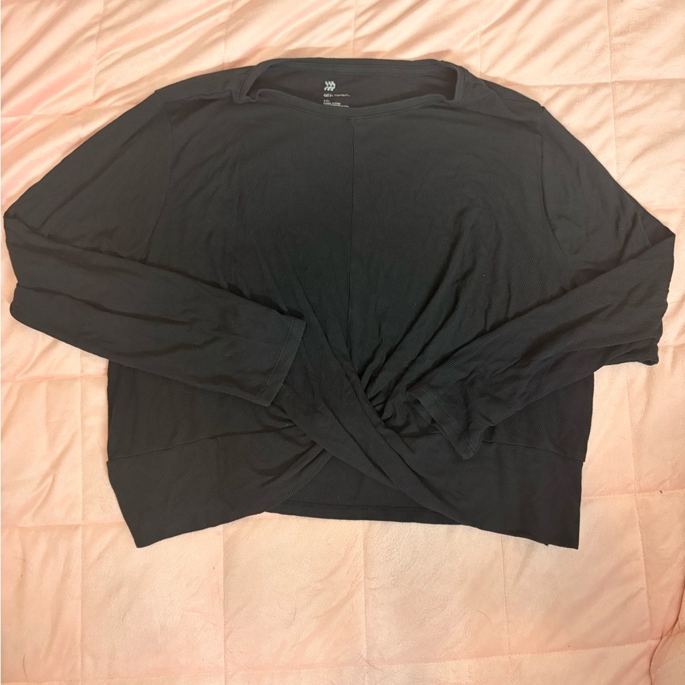 All in Motion Black Ribbed Long Sleeve